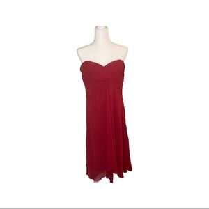 David’s Bridal Red Chiffon Strapless Dress
